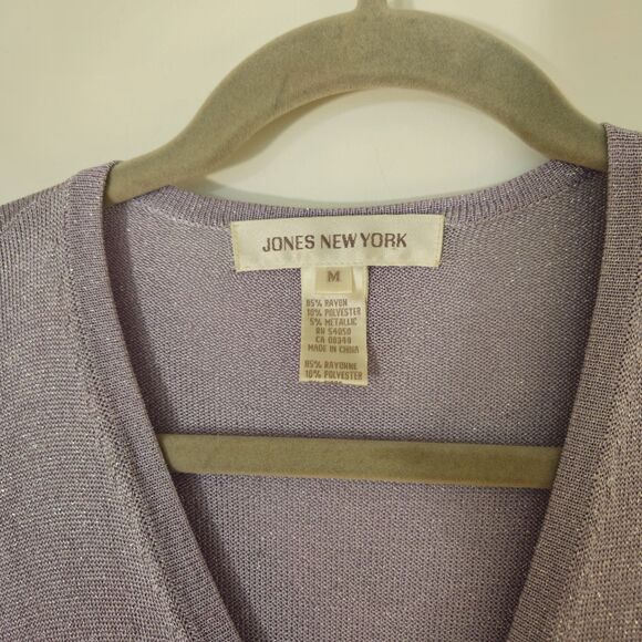 Jones New York Lavender/silver Shimmer Cardigan Womens Med. Classic, Party GUC - Picture 5 of 8